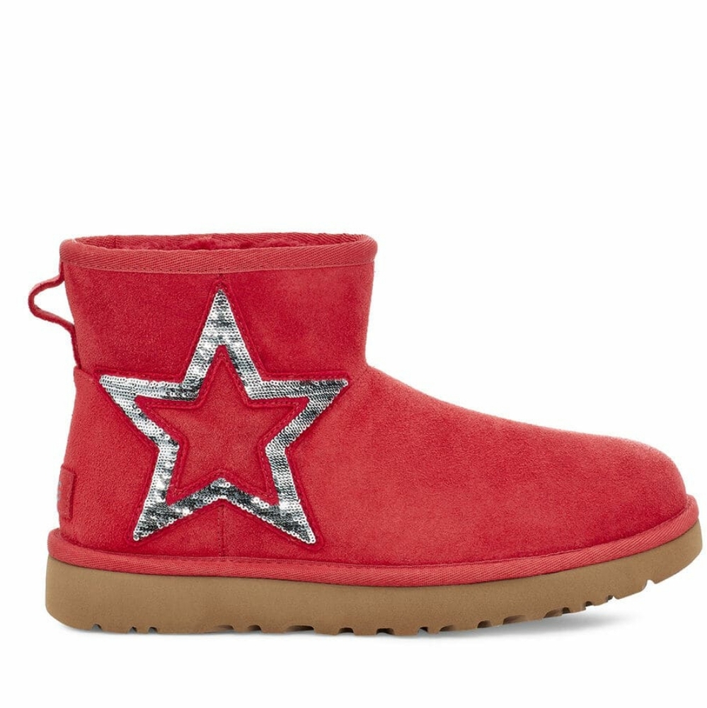 New! Red Ugg Mini Ribbon Star Boots